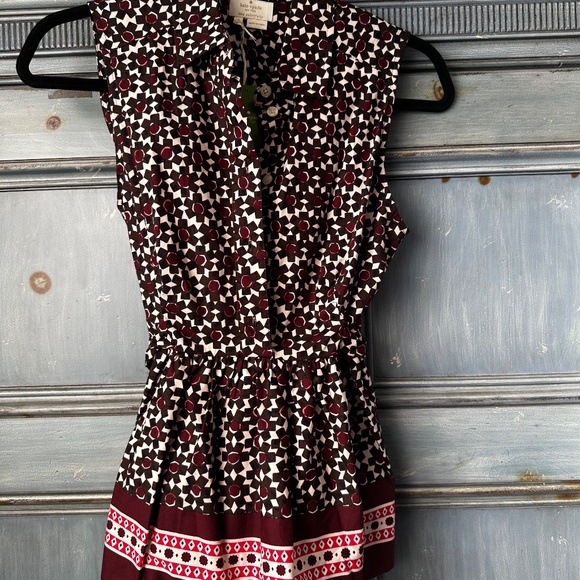 Kate Spade Rambling Roses Top Deep Cocoa Size S NWT - Picture 2 of 7